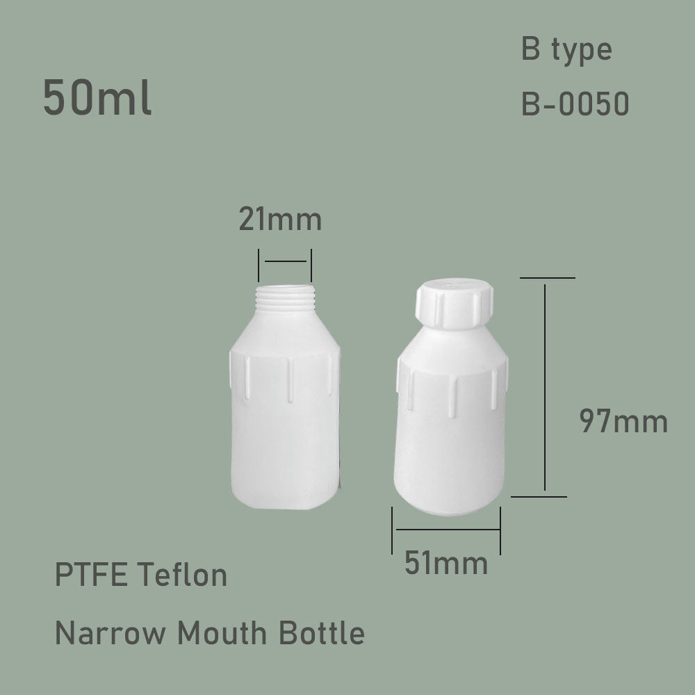 25ml/50ml Temperature-Resistant PTFE Narrow-Mouth Bottle Chemically Resistant Teflon Wide-Mouth Bottle