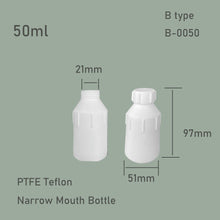 Load image into Gallery viewer, 25ml/50ml Temperature-Resistant PTFE Narrow-Mouth Bottle Chemically Resistant Teflon Wide-Mouth Bottle