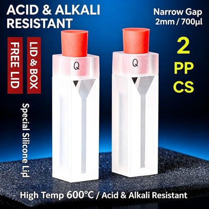 1/2/3/4/5mm Light Path Micro Volume Fusion Quartz Cuvette 2 Pcs Pack With Special Silicone Cap Trace Sample Lab Cell