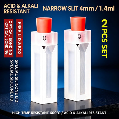 1/2/3/4/5mm Light Path Micro Volume Fusion Quartz Cuvette 2 Pcs Pack With Special Silicone Cap Trace Sample Lab Cell