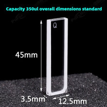 Load image into Gallery viewer, 1mm Path Length Quartz Cuvette - High Transmittance, 350μL Capacity, Two-Sided Illumination, UV Transparent