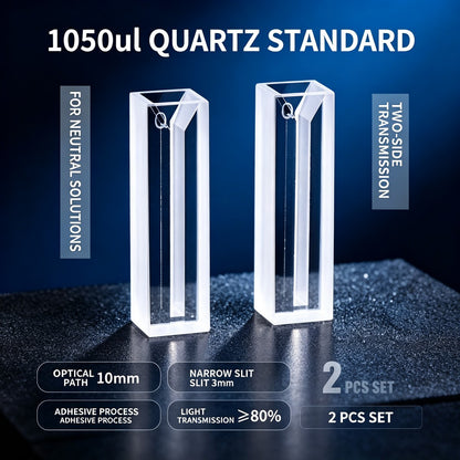 350ul–1750ul Micro Volume 2-Window Quartz Cuvette 2 Pcs Pack, Basic / Standard / Export Grade, Acid & Alkali Resistant Optional Lab Trace Cell