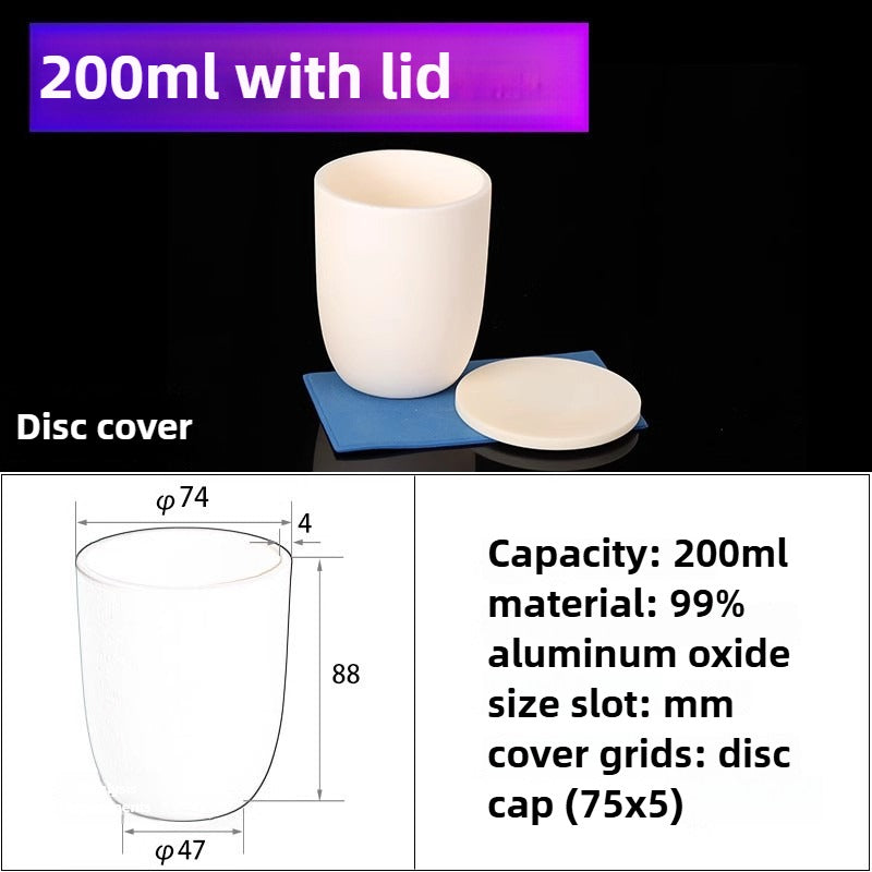 Alumina Crucibles High Form 200ml Flat Lid Crucible for High-Temperature Laboratory Use