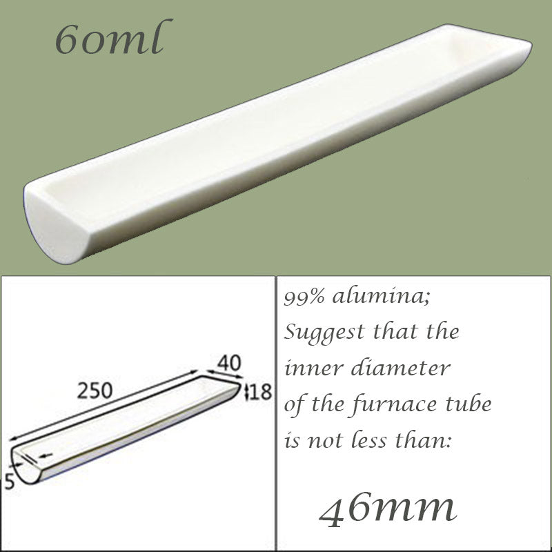 【Lab Essential】99% Alumina Boat, 1600-1750°C High-Temperature Resistant, Half-Round Mullite Crucible，10~1000ml