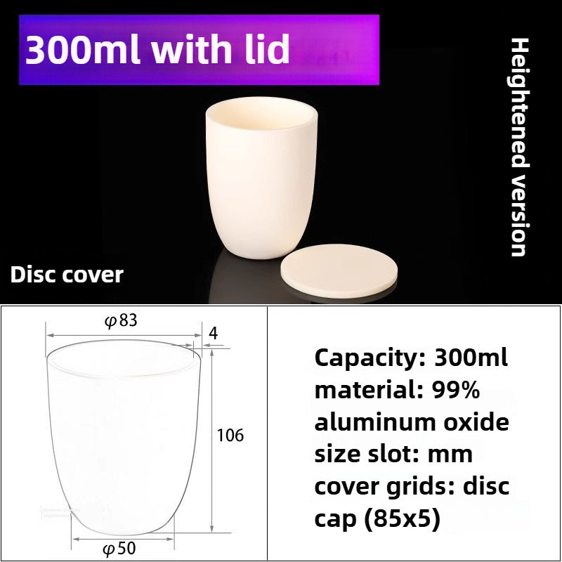 Alumina Crucibles High Form 300ml Arc-Shaped Flat Lid Crucible -Funnel crucible-Melting glass crucible