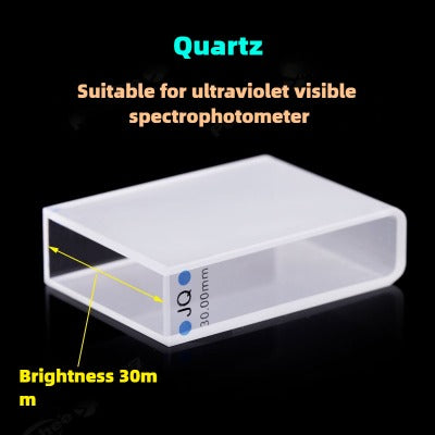 30mm Path Length Quartz Cuvette - JGS1 Imported Material, Data-Matched, High Transmittance, UV Transparent, 10ml Capacity, Two-Sided Illumination