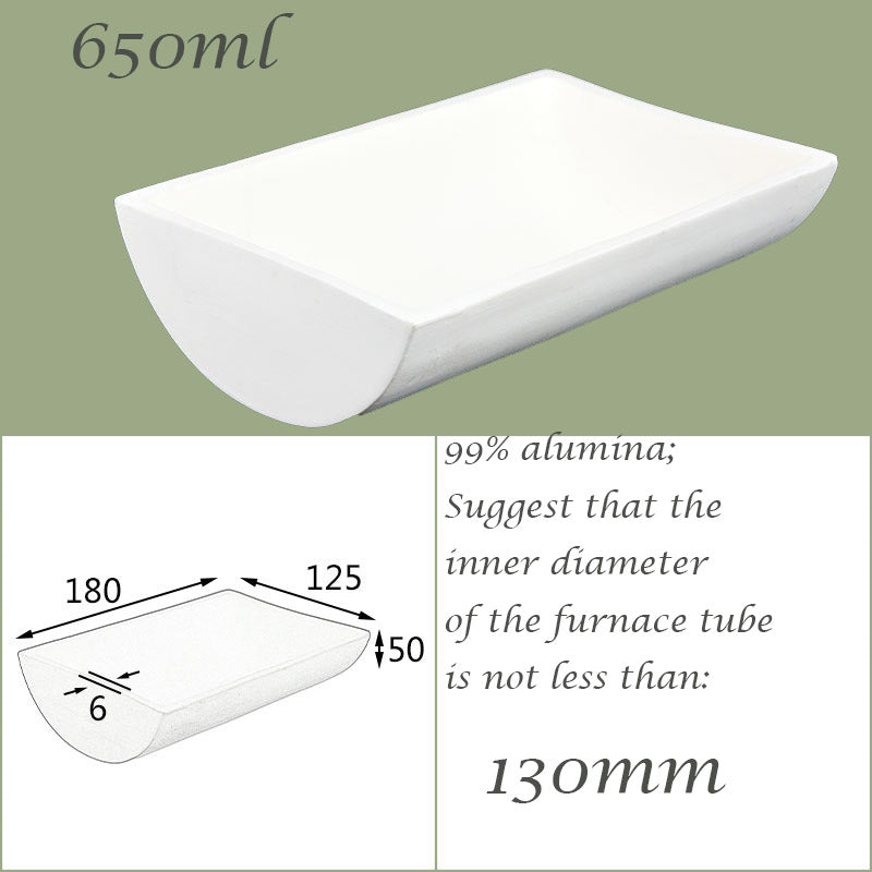 【Lab Essential】99% Alumina Boat, 1600-1750°C High-Temperature Resistant, Half-Round Mullite Crucible，10~1000ml