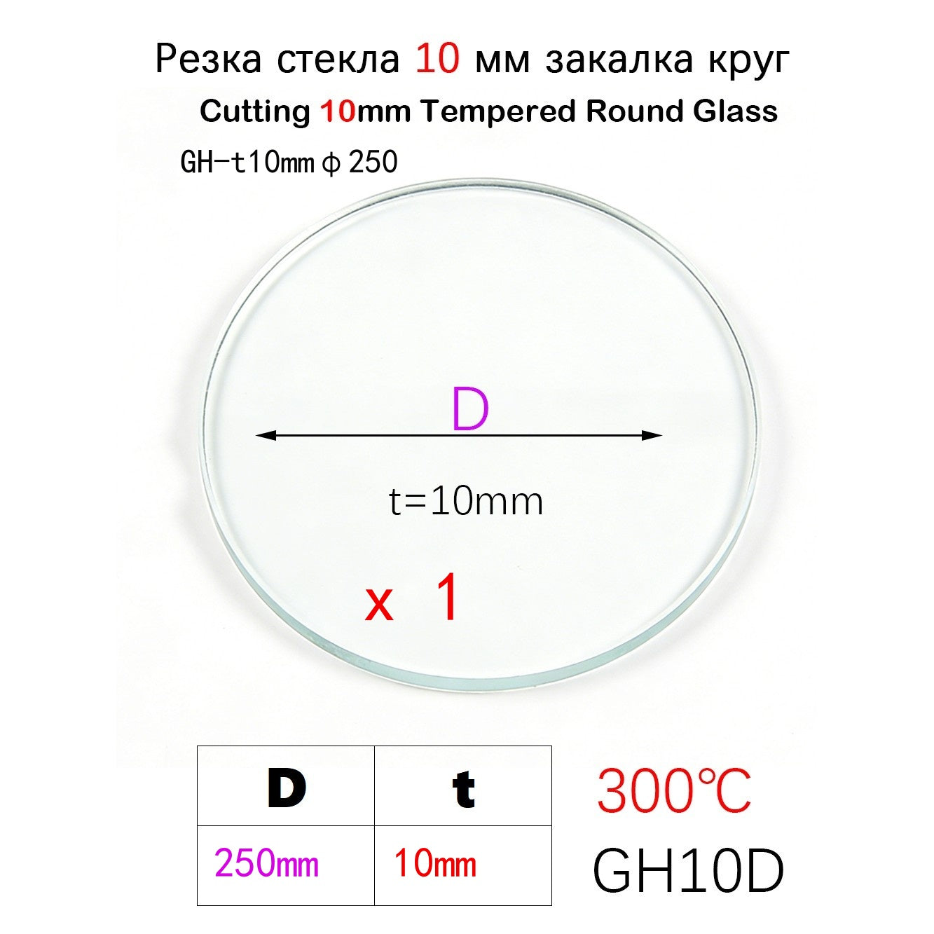 10mm Round Tempered Glass Panel | 300℃ Heat Resistant | Custom Size 20mm-400mm for Stove & Industrial Parts
