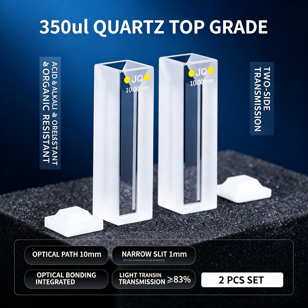 350ul–1750ul Micro Volume 2-Window Quartz Cuvette 2 Pcs Pack, Basic / Standard / Export Grade, Acid & Alkali Resistant Optional Lab Trace Cell