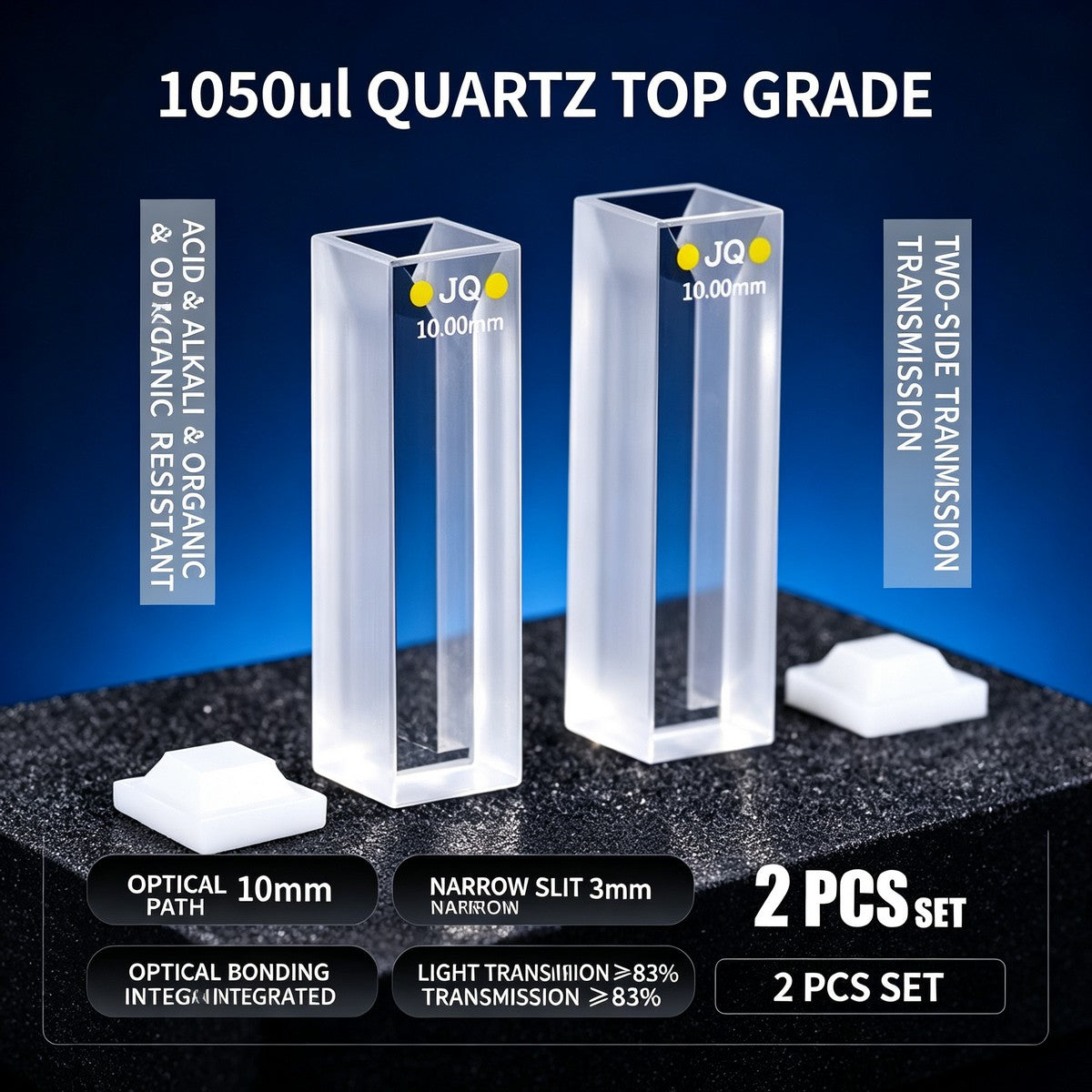 350ul–1750ul Micro Volume 2-Window Quartz Cuvette 2 Pcs Pack, Basic / Standard / Export Grade, Acid & Alkali Resistant Optional Lab Trace Cell