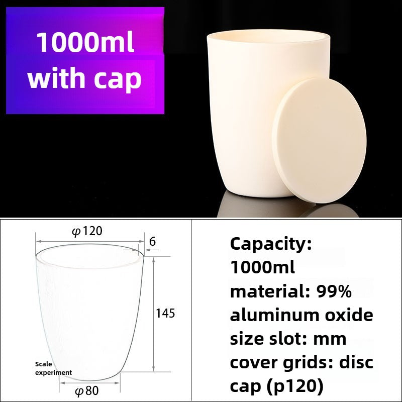 Alumina Crucibles High Form 1000ml Alumina Crucible Cup with Flat Lid for High-Temperature Laboratory Use