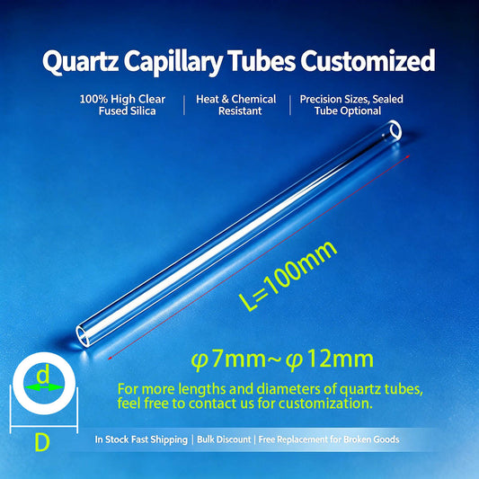 7-12mm OD Quartz Capillary Tube, 100mm Length - Thick-Wall Fused Silica for Industrial & Lab