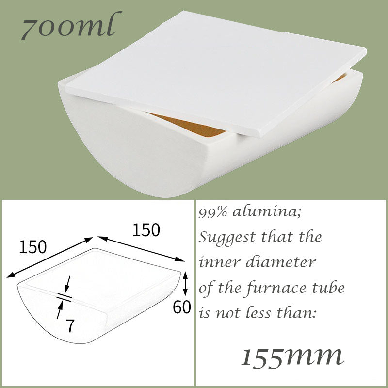 【Lab Essential】99% Alumina Boat, 1600-1750°C High-Temperature Resistant, Half-Round Mullite Crucible，10~1000ml