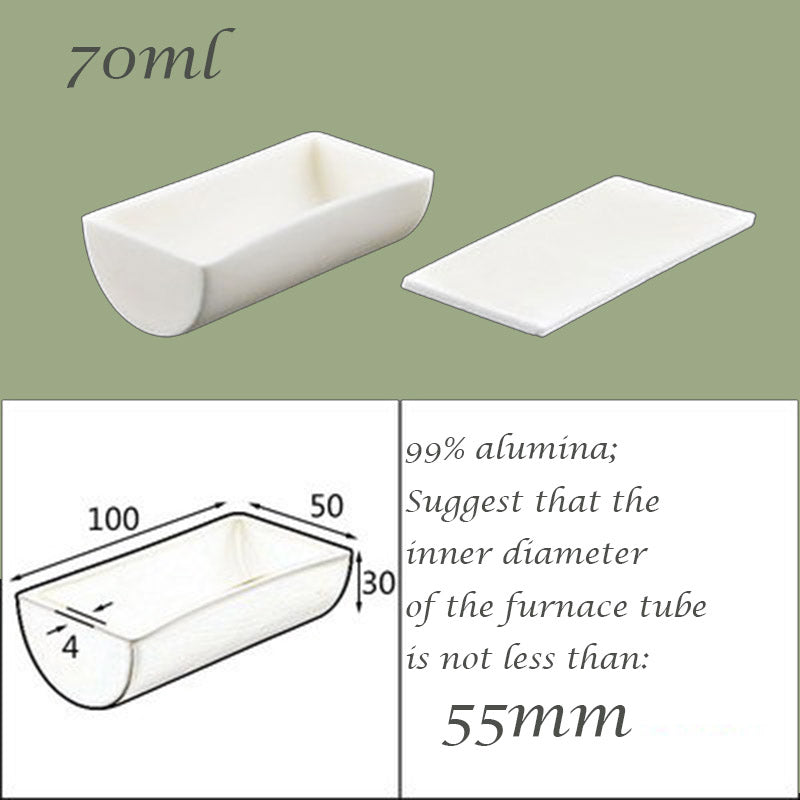 【Lab Essential】99% Alumina Boat, 1600-1750°C High-Temperature Resistant, Half-Round Mullite Crucible，10~1000ml