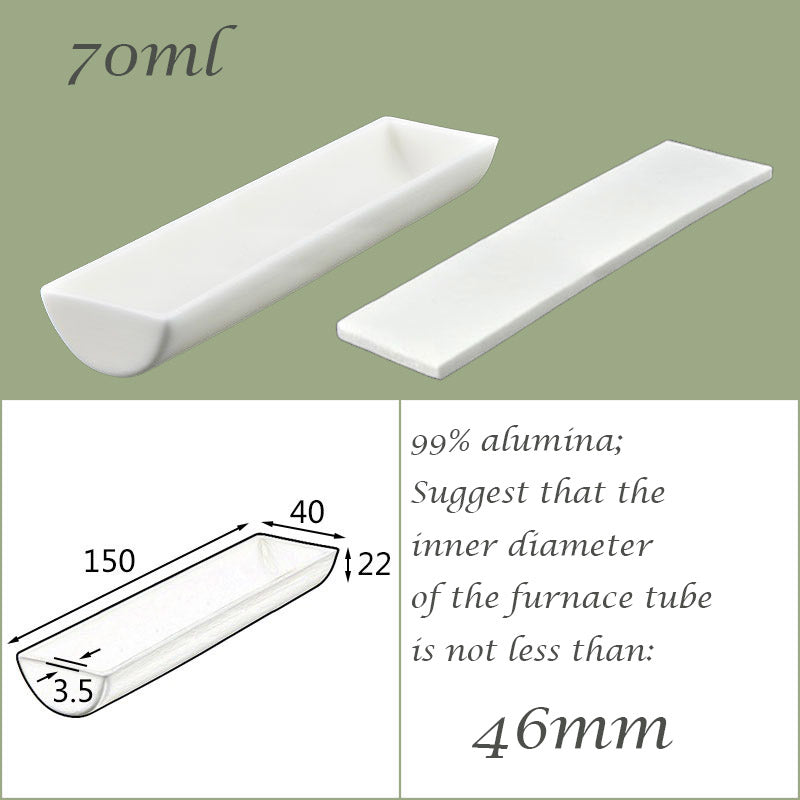 【Lab Essential】99% Alumina Boat, 1600-1750°C High-Temperature Resistant, Half-Round Mullite Crucible，10~1000ml