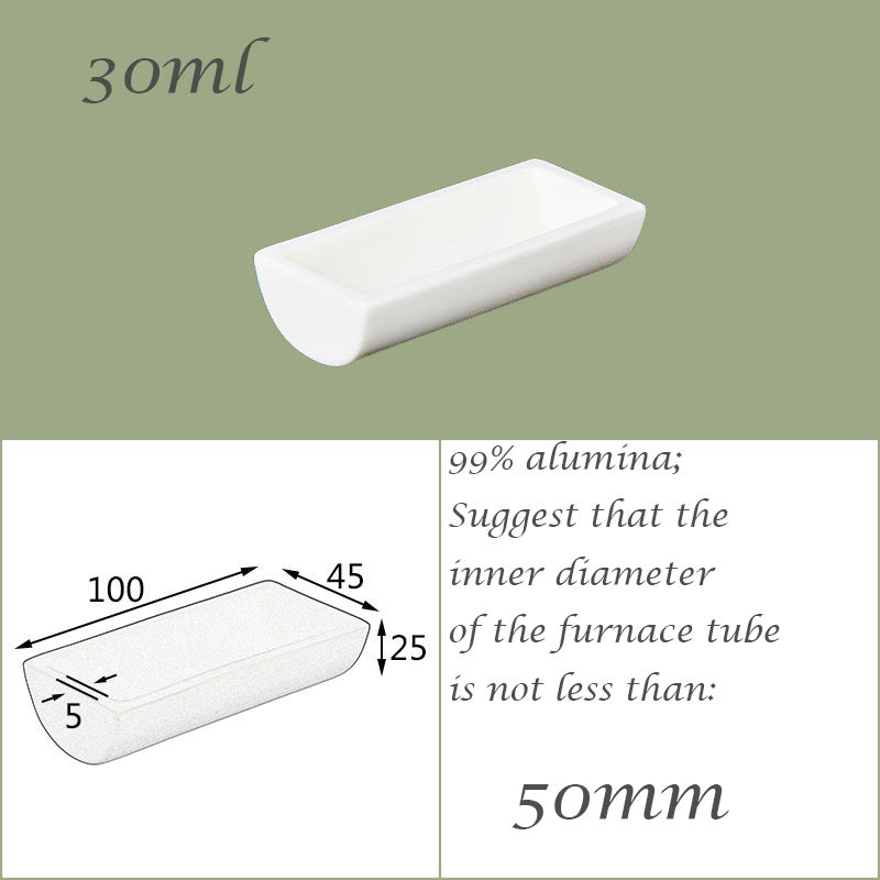 【Lab Essential】99% Alumina Boat, 1600-1750°C High-Temperature Resistant, Half-Round Mullite Crucible，10~1000ml