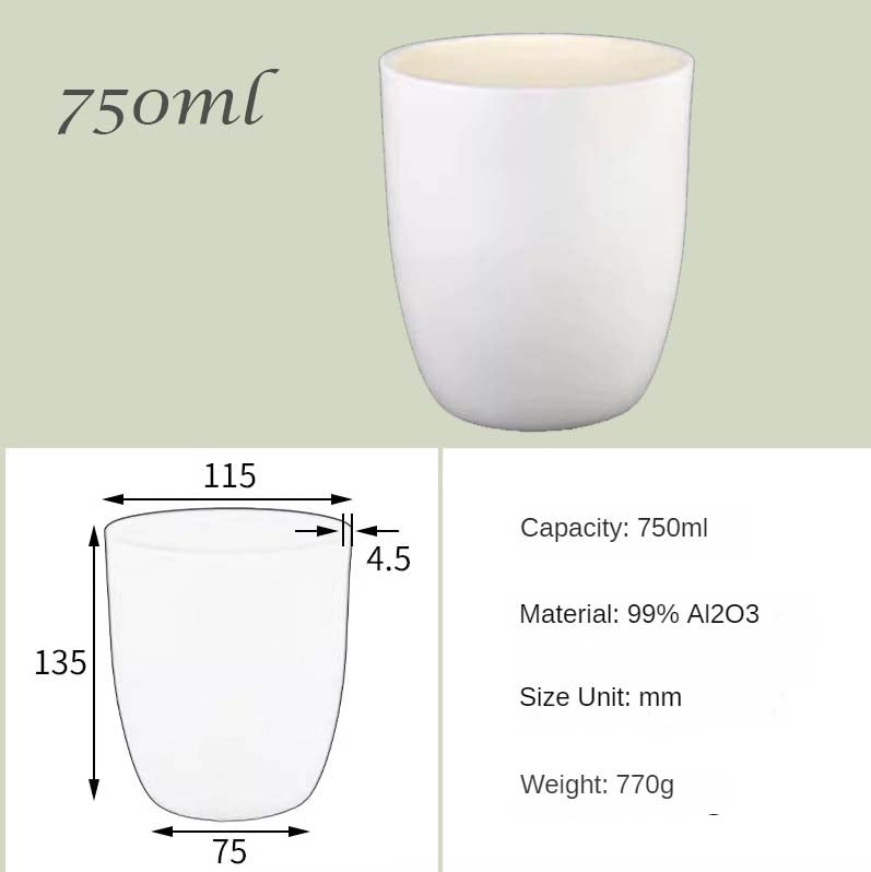 500ml-1500ml High capacity Alumina Crucibles High Form，High-Temperature & Corrosion-Resistant 99% Alumina Crucibles - High Form