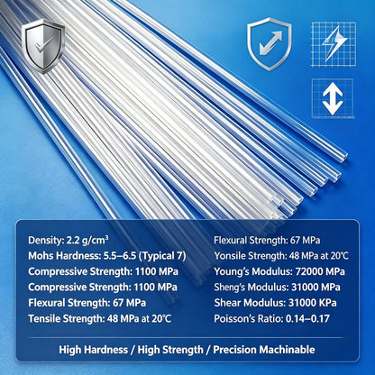 7-12mm OD Quartz Capillary Tube, 100mm Length - Thick-Wall Fused Silica for Industrial & Lab