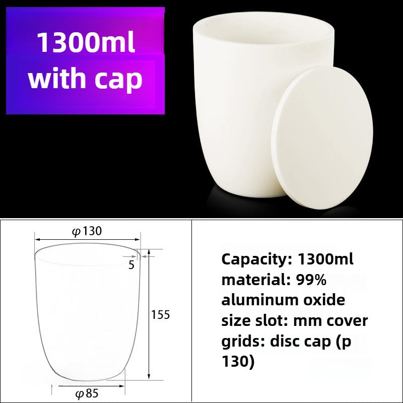 1300ml High-Form Alumina Crucible Cup with Flat Lid for High-Temperature Lab Use