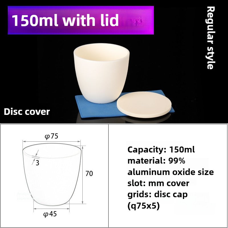 Alumina Crucibles High Form-150ml Arc-Shaped Flat Lid Crucible for High-Temperature Metal Melting & Lab Use