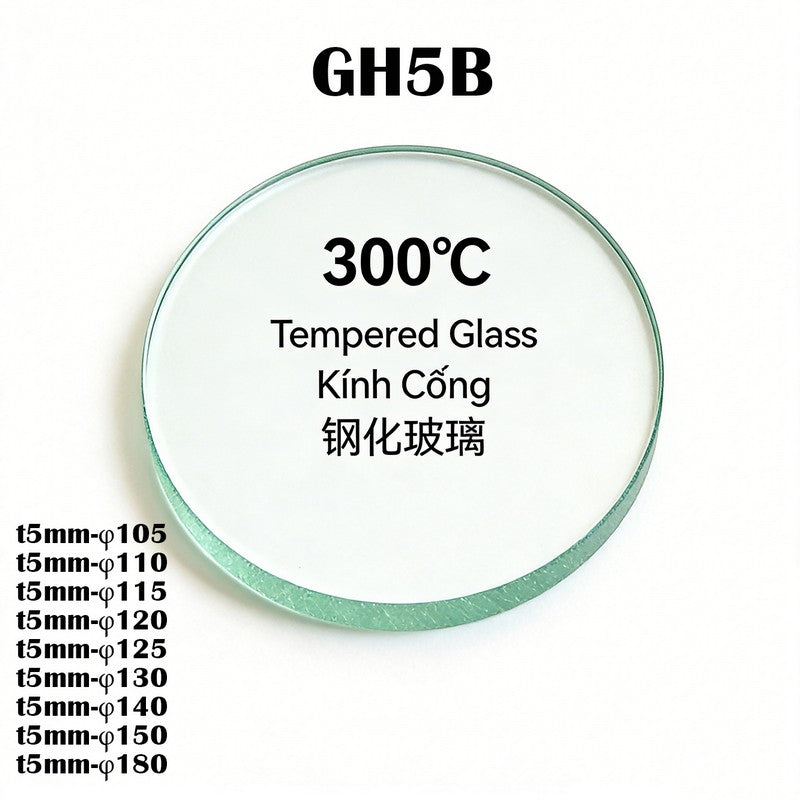 5mm Thick Round Tempered Glass 300℃ Heat Resistant, Custom Size 20mm-400mm
