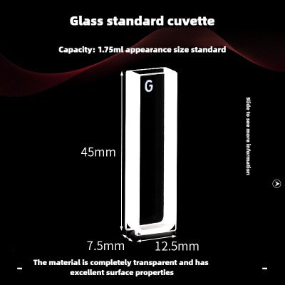 5mm Path Length Glass Cuvette - High Transmittance German Imported Glass, Includes Lid and Case, 1.75ml Capacity, Two-Sided Illumination, Acid & Alkali Resistant