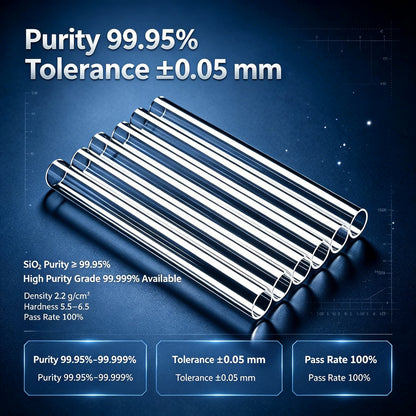 Quartz Tube OD 20–45mm | Thick Wall High Purity Fused Silica Tube 99.95% Purity for Semiconductor Diffusion Furnace