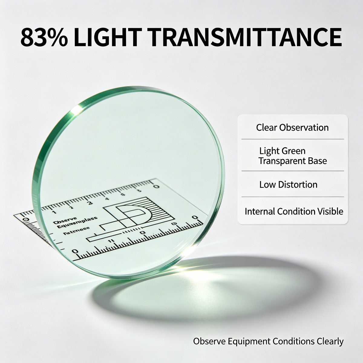 Tempered circular sight glass with 83% high light transmittance, clear transparent glass panel for industrial observation equipment