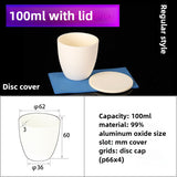 99% Alumina High Form-100ml Flat Lid Crucible for High-Temperature Metal Melting & Laboratory Use