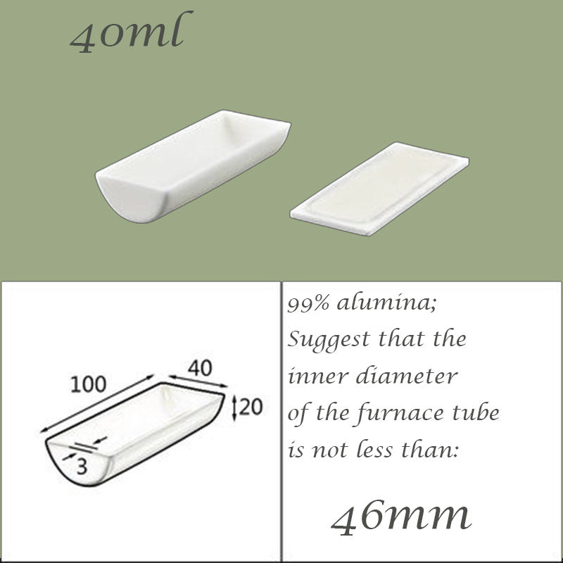 【Lab Essential】99% Alumina Boat, 1600-1750°C High-Temperature Resistant, Half-Round Mullite Crucible，10~1000ml