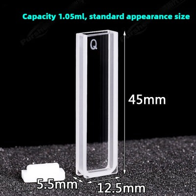 3mm Path Length Quartz Cuvette - Data-Matched, Various Processing Techniques, Two-Sided Illumination, High Transmittance, 1.05ml Capacity, UV Transparent