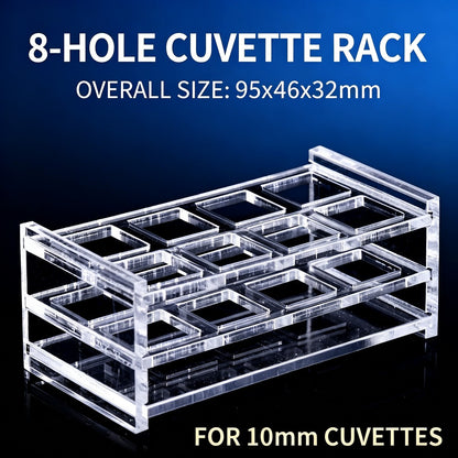 10mm Quartz Cuvette Accessories, Sealing Cap, 8 Position & 16 Position Cuvette Rack Lab Spectrophotometer Consumables