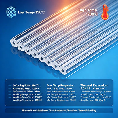 7-12mm OD Quartz Capillary Tube, 100mm Length - Thick-Wall Fused Silica for Industrial & Lab