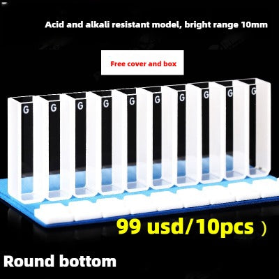 Glass Cuvette for Spectrophotometer - 10/20/30/40/50mm Path Length, High Transmittance, 1cm, Two-Sided Illumination, 3.5ml Capacity, Compatible with 721/752 Models