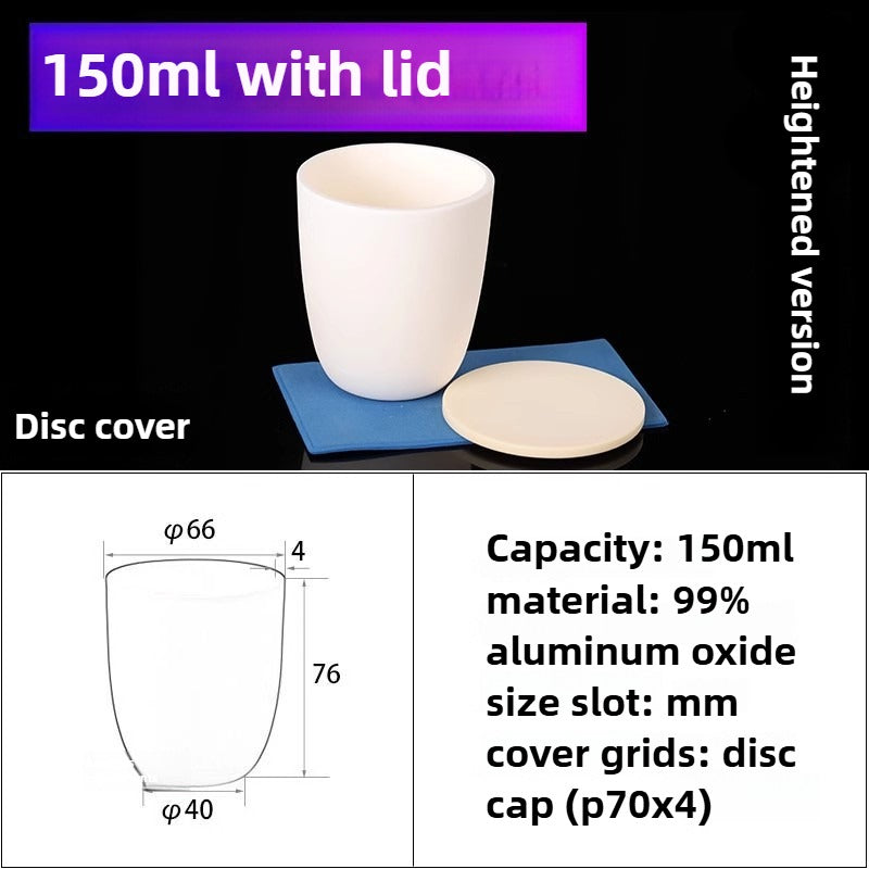 Alumina Crucibles High Form-150ml Arc-Shaped Flat Lid Crucible for High-Temperature Metal Melting & Lab Use