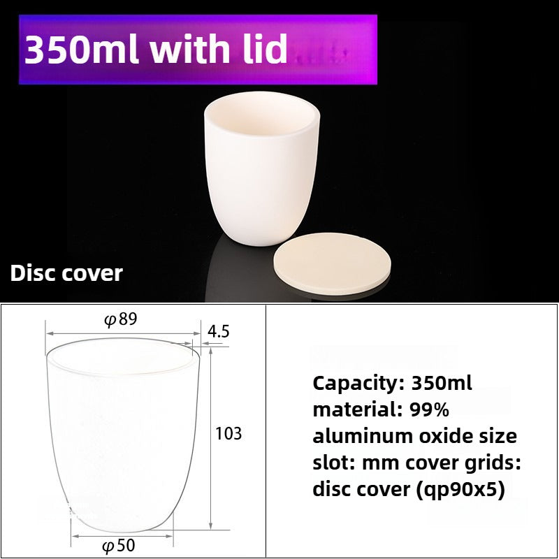 Alumina Crucibles High Form 350ml Flat Lid Crucible for High-Temperature Laboratory Use