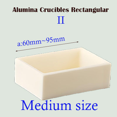 Industrial-Grade Medium Rectangular Alumina Crucible II, 1750℃ Resistant (60-95mm), Without Lid