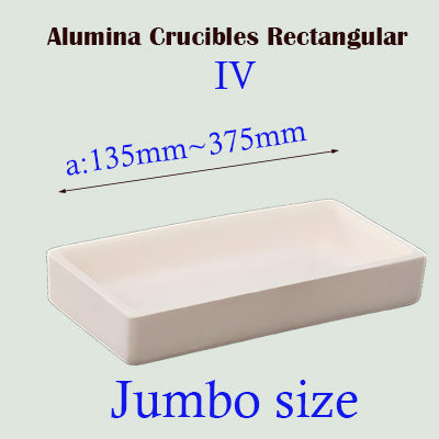 Jumbo-Size Rectangular Alumina Crucible IV, Extreme 1750℃ Resistance (135-375mm), Industrial Refractory Container