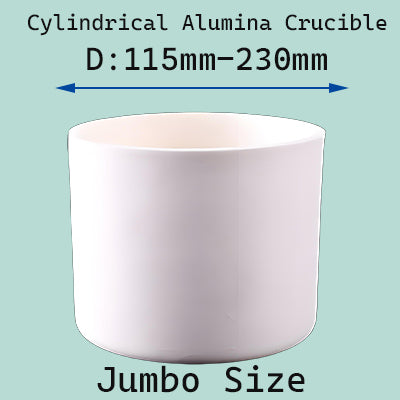 Jumbo Cylindrical Alumina Crucible, Extreme 1800℃ Resistance (115-230mm Diameter), Industrial Refractory Container