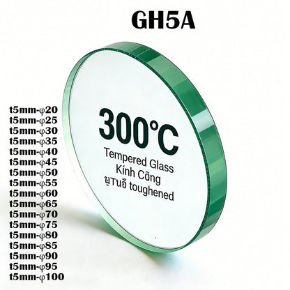 5mm Thick Round Tempered Glass 300℃ Heat Resistant, Custom Size 20mm-100mm