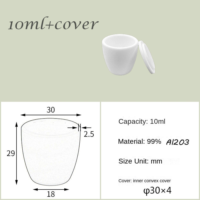 5ml-25ml High Form  Alumina Crucibles 1600-1750°C High-Temperature Resistance, Ideal for Precious Metal Smelting & Lab Applications