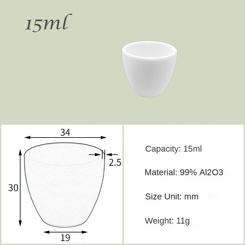 5ml-25ml High Form  Alumina Crucibles 1600-1750°C High-Temperature Resistance, Ideal for Precious Metal Smelting & Lab Applications