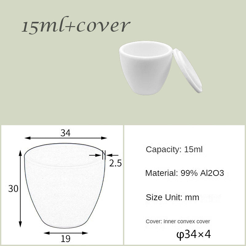 5ml-25ml High Form  Alumina Crucibles 1600-1750°C High-Temperature Resistance, Ideal for Precious Metal Smelting & Lab Applications