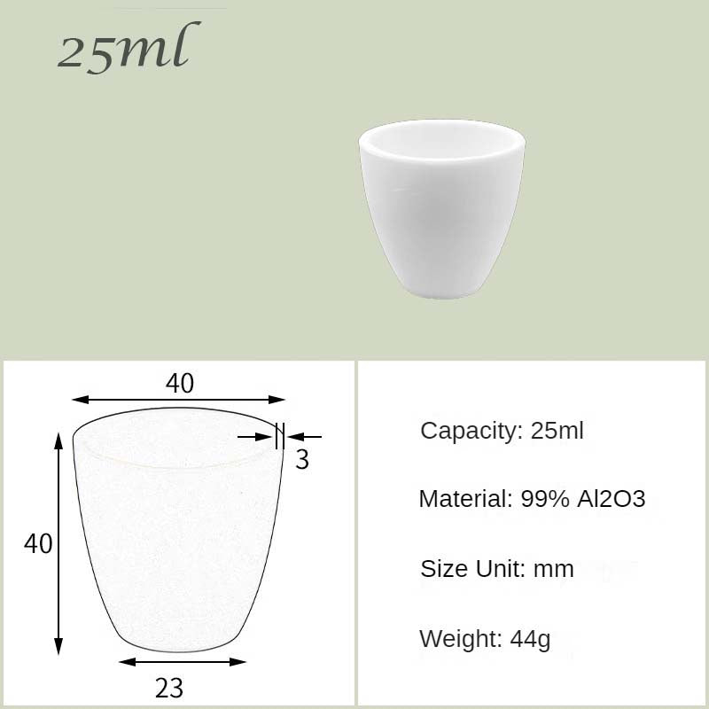 5ml-25ml High Form  Alumina Crucibles 1600-1750°C High-Temperature Resistance, Ideal for Precious Metal Smelting & Lab Applications