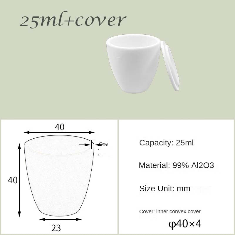 5ml-25ml High Form  Alumina Crucibles 1600-1750°C High-Temperature Resistance, Ideal for Precious Metal Smelting & Lab Applications