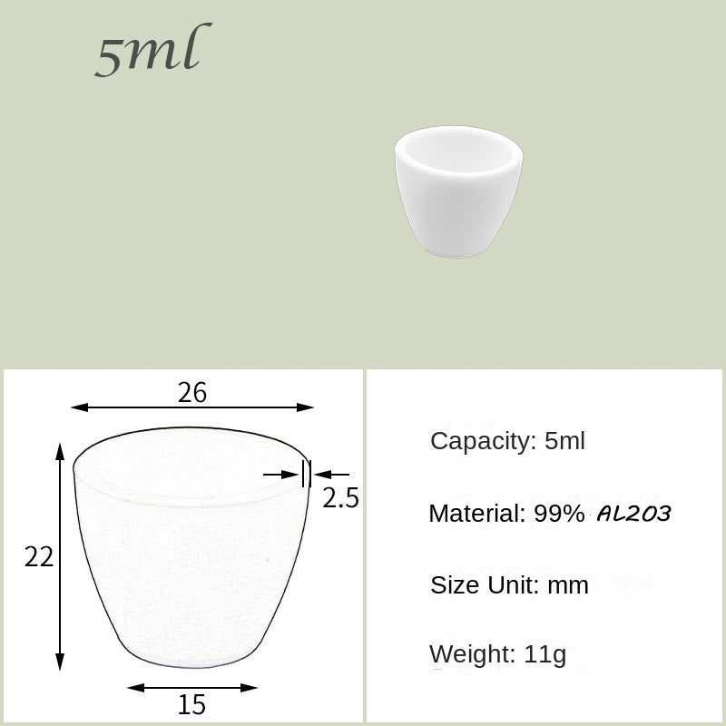 5ml-25ml High Form  Alumina Crucibles 1600-1750°C High-Temperature Resistance, Ideal for Precious Metal Smelting & Lab Applications