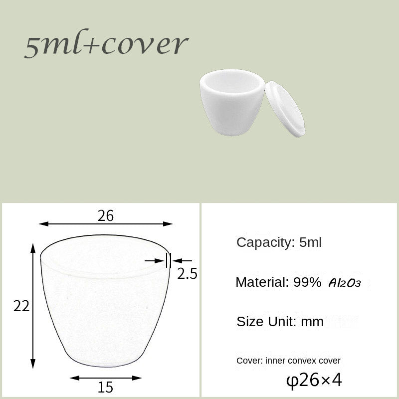 5ml-25ml High Form  Alumina Crucibles 1600-1750°C High-Temperature Resistance, Ideal for Precious Metal Smelting & Lab Applications