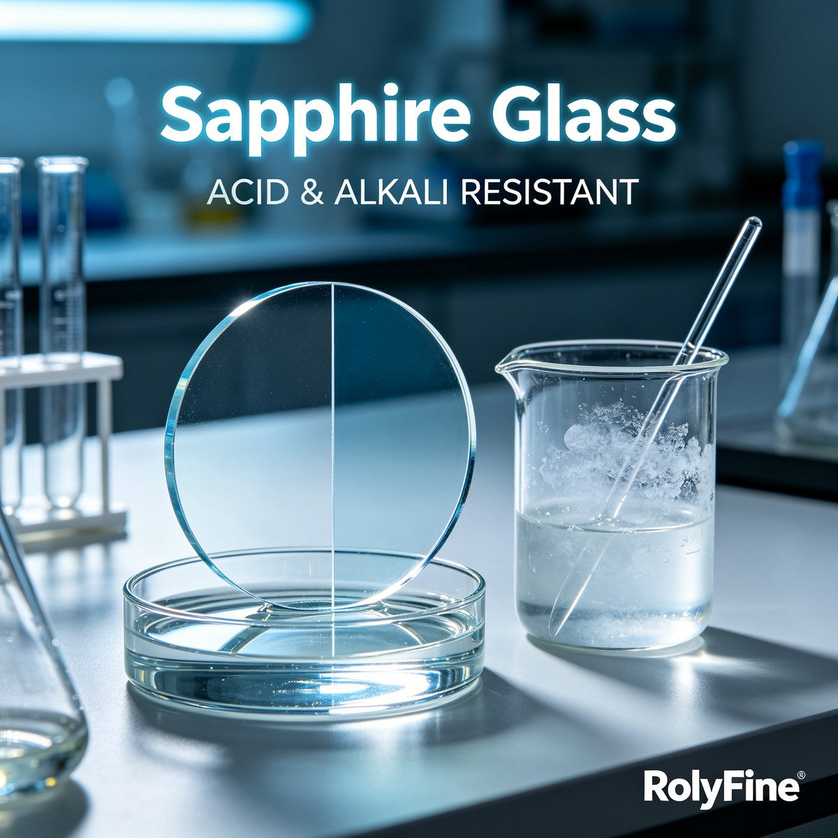 Sapphire Glass acid and alkali resistant chemically stable sapphire optical window disc for corrosive and harsh environments