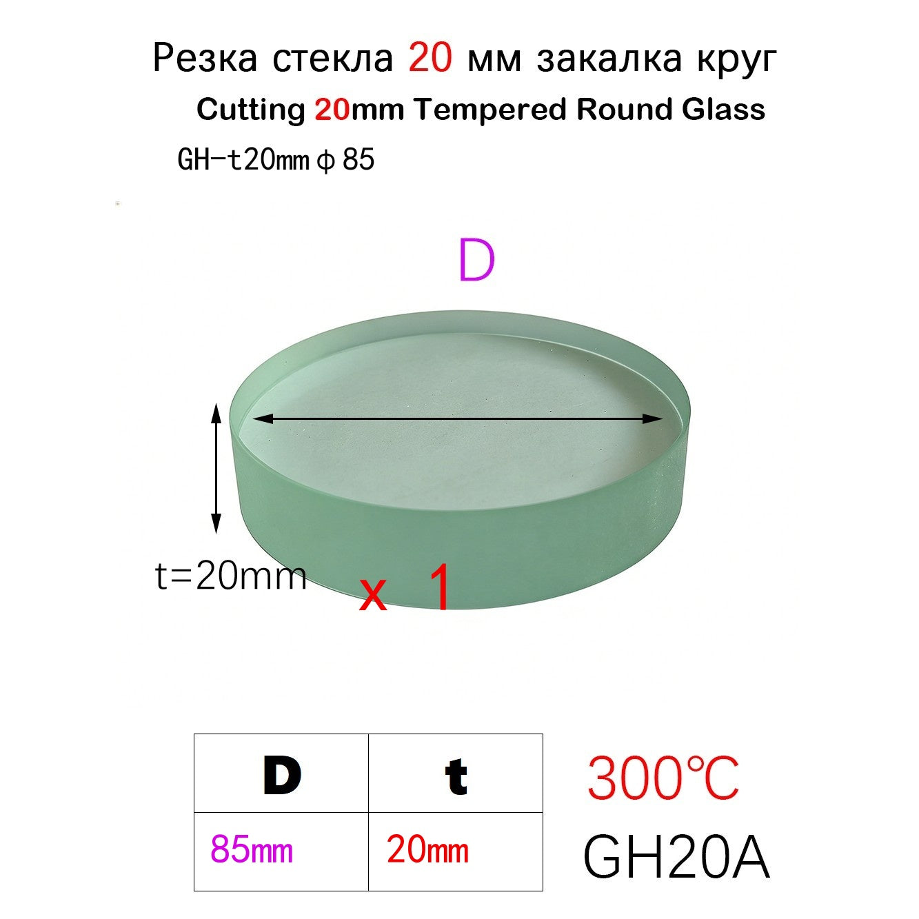 20mm Heavy Duty Round Tempered Glass | 300℃ High Temperature Resistance | Custom Size 20mm-400mm Circular Discs