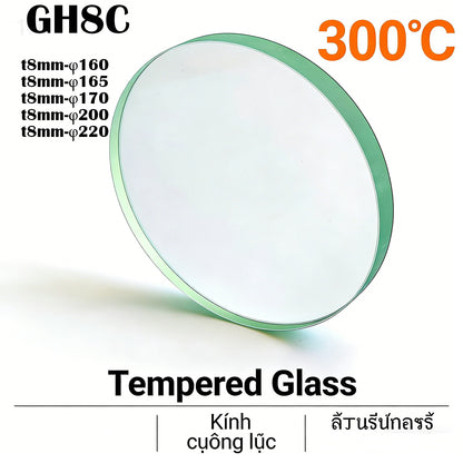 High Temperature 8mm Thick Round Tempered Glass, 300℃ Heat Resistant Custom Cut Discs, Size 20mm to 400mm for Oven/Fireplace